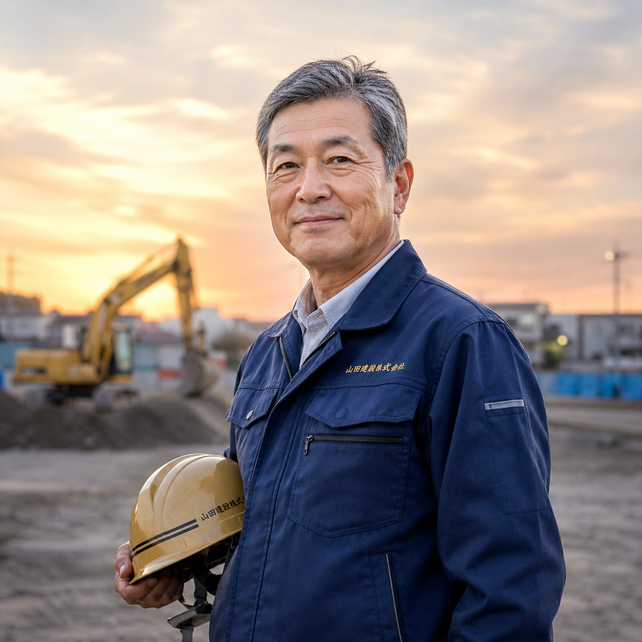 北鳴建設工業 代表取締役 高橋健一の現場でのポートレート